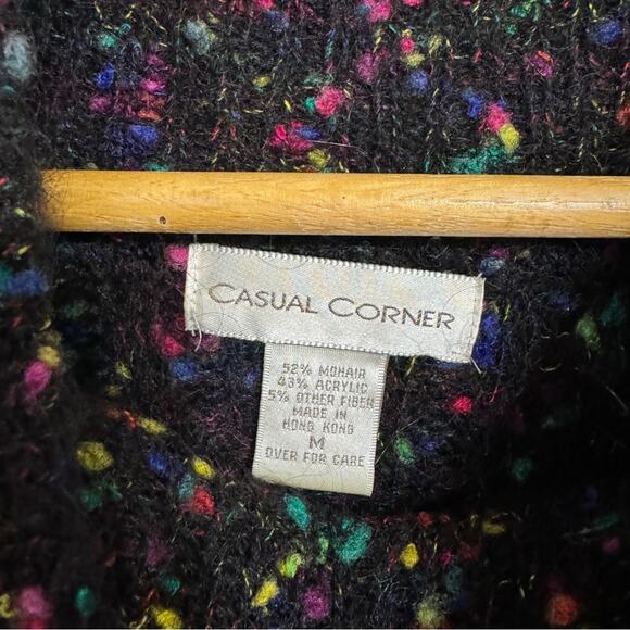 Casual Corner VTG Ugly Christmas Sweater Confetti Jingle Bells Black Size M - Picture 3 of 4